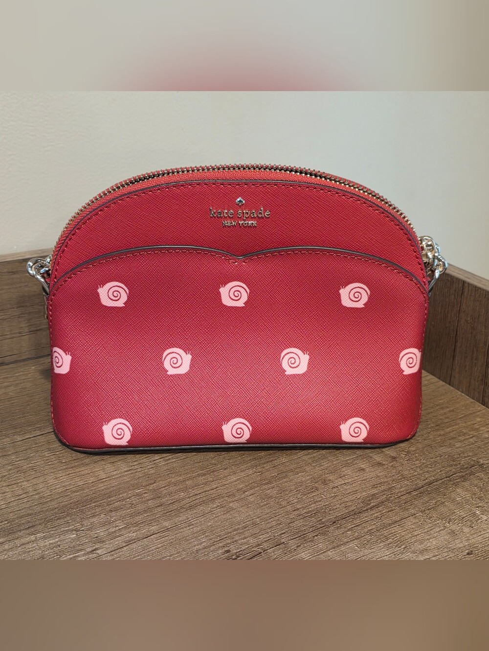 kate spade Red Crossbody with Pink Swirl Accents